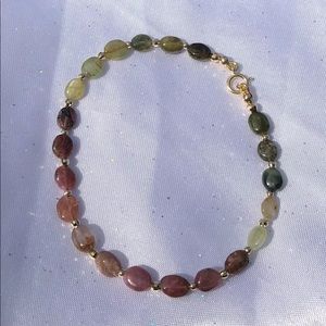 14K Watermelon  Tourmaline Bracelet